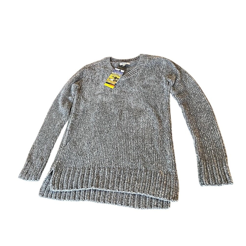 Orvis Sweater Womens Size S Gray V-Neck Pullover Tunic Long Sleeve